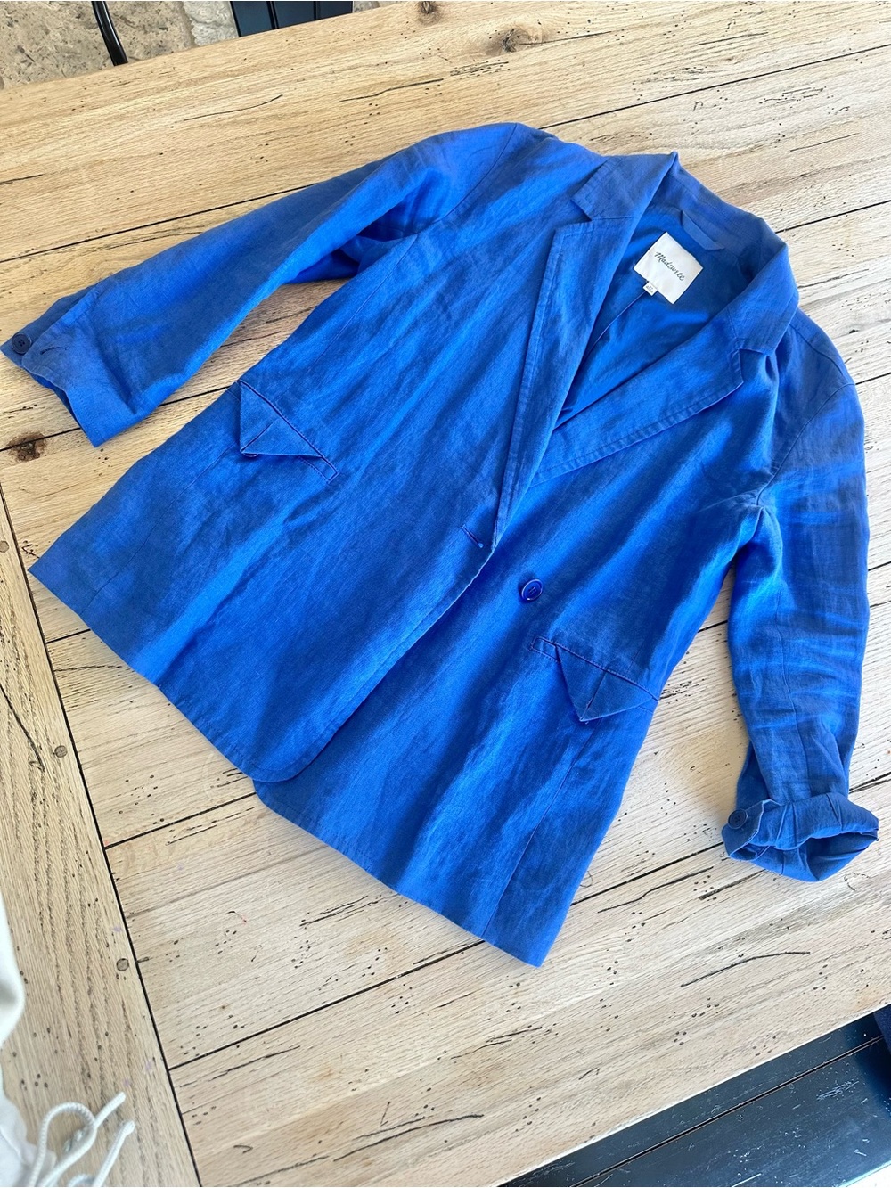 Madewell Oversized Cobalt Blue linen-blend Blazer